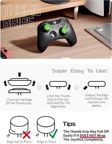 ELETIUO 5 Pairs/10 Pcs Thumb Grips Set for Xbox Series X/S,Xbox One,Xbox One X/S Controller,Anti-Slip Silicone Joystick Cap with 5 Designs, Custom Analog Thumbsticks Cover,Green in Saudi Arabia