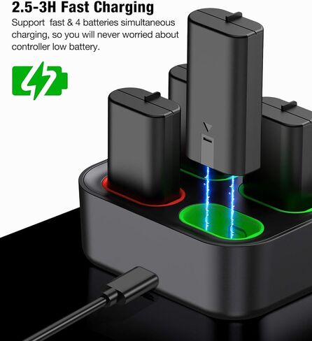 Rechargeable Xbox One Controller Battery Pack with 4x3600mWh, USB Xbox Controller Charger Station for Xbox Series X|S, Xbox One S/One X/Elite Controllers Xbox One Accessories (1500mAh) in Kuwait