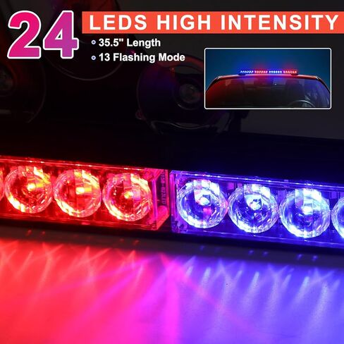 شريط أضواء الطوارئ القوية لمستشار المرور مقاس 24 بوصة، يعمل بالبطارية، ضوء تحذير ستروب LED على السطح العلوي للمخاطر مع قاعدة تثبيت مغناطيسية وقابس قابل لإعادة الشحن 12 فولت in Kuwait