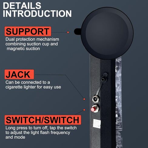 شريط أضواء الطوارئ القوية لمستشار المرور مقاس 24 بوصة، يعمل بالبطارية، ضوء تحذير ستروب LED على السطح العلوي للمخاطر مع قاعدة تثبيت مغناطيسية وقابس قابل لإعادة الشحن 12 فولت in Kuwait