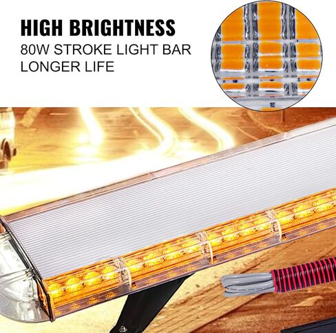 Happybuy 42 "LED ستروب ضوء بار 80 العنبر الأبيض LED تحذير خطر منارة الطوارئ ضوء بار منخفض المستوى إنفاذ القانون خطر وامض لسحب شاحنة مركبة عالمية in Kuwait
