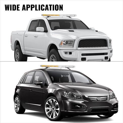 Happybuy 42 "LED ستروب ضوء بار 80 العنبر الأبيض LED تحذير خطر منارة الطوارئ ضوء بار منخفض المستوى إنفاذ القانون خطر وامض لسحب شاحنة مركبة عالمية in Kuwait