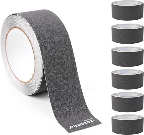 Ruedamann Anti Slip Tape, 6 Pack, 2 Inch × 19.7 Feet, High Traction Waterproof Grip Tape Roll for Outdoor Indoor, Friction Safety Adhesive Stripe for Stair Steps Treads, Grey in Kuwait