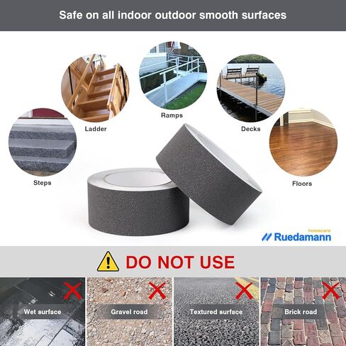Ruedamann Anti Slip Tape, 6 Pack, 2 Inch × 19.7 Feet, High Traction Waterproof Grip Tape Roll for Outdoor Indoor, Friction Safety Adhesive Stripe for Stair Steps Treads, Grey in Kuwait