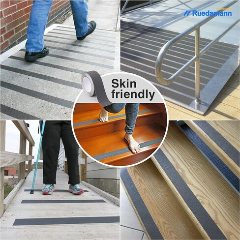 Ruedamann Anti Slip Tape, 6 Pack, 2 Inch × 19.7 Feet, High Traction Waterproof Grip Tape Roll for Outdoor Indoor, Friction Safety Adhesive Stripe for Stair Steps Treads, Grey in Kuwait