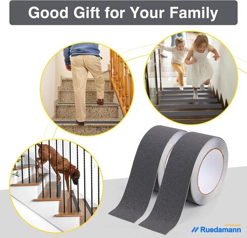 Ruedamann Anti Slip Tape, 6 Pack, 2 Inch × 19.7 Feet, High Traction Waterproof Grip Tape Roll for Outdoor Indoor, Friction Safety Adhesive Stripe for Stair Steps Treads, Grey in Kuwait