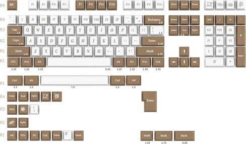 أغطية مفاتيح بنمط الأرقام الرومانية Premium PBT لوحة مفاتيح ميكانيكية عالمية ملف تعريف الكرز 134 مفتاحًا مجموعة كاملة لتخطيطات المفاتيح 61/64/68/71/87/100/104/108 غير شفافة أبيض/بني in Kuwait