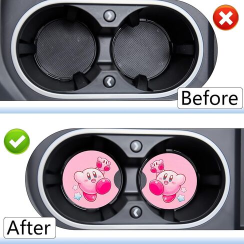 Jupswan Car Coaster for Cupholder,2 Pack Heart Aesthetic Car Decals Cup Coaster Car Accessories Car Finds Tiktok for Women Men, Clean,Tidy,Universal Fit in Saudi Arabia