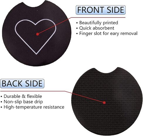 Jupswan Car Coaster for Cupholder,2 Pack Heart Aesthetic Car Decals Cup Coaster Car Accessories Car Finds Tiktok for Women Men, Clean,Tidy,Universal Fit in Saudi Arabia