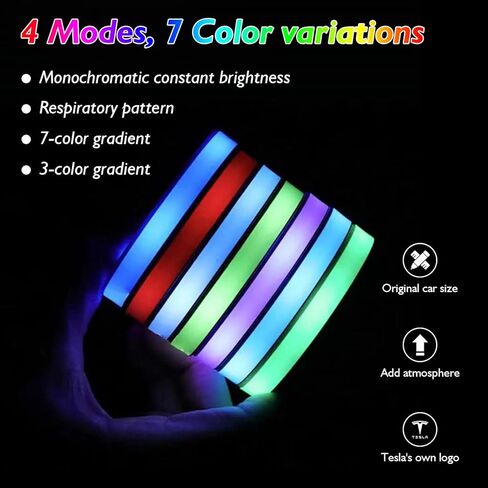أضواء حامل أكواب السيارة لطراز تيسلا Y 3 X S، حامل أكواب متغير 7 ألوان، وسادات سجادات الأكواب، ملحقات السيارة بإضاءة LED للشحن عبر USB (قطعتان) in Kuwait