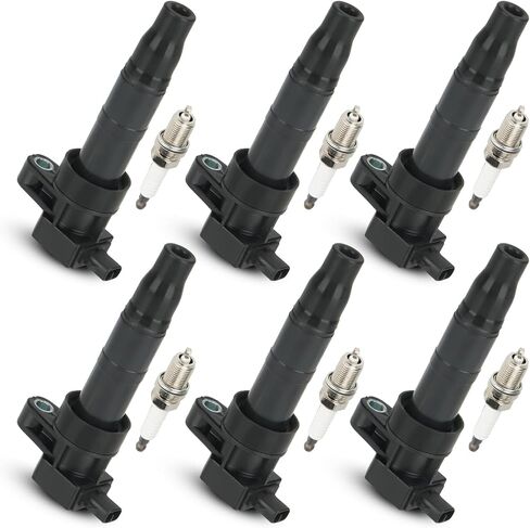 UF546 IC626 Ignition Coils with Iridium Spark Plugs for Hyundai Sonata Azera Entourage Santa Fe Veracruz, Kia Optima Sedona Amanti Sorento 2.4L L4 3.3L 3.5L 3.8L V6, Set of 6 (Black) in Saudi Arabia
