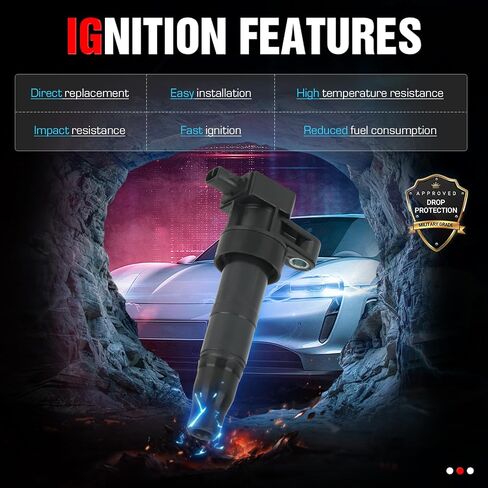 UF546 IC626 Ignition Coils with Iridium Spark Plugs for Hyundai Sonata Azera Entourage Santa Fe Veracruz, Kia Optima Sedona Amanti Sorento 2.4L L4 3.3L 3.5L 3.8L V6, Set of 6 (Black) in Saudi Arabia