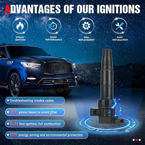 UF546 IC626 Ignition Coils with Iridium Spark Plugs for Hyundai Sonata Azera Entourage Santa Fe Veracruz, Kia Optima Sedona Amanti Sorento 2.4L L4 3.3L 3.5L 3.8L V6, Set of 6 (Black) in Saudi Arabia