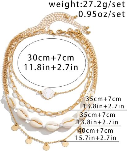 صدف قلادة الذهب نجم البحر قلادة البوهيمي الشاطئ تقليد قلادات اللؤلؤ للنساء الفتيات الصيف الطبقات الترتر نجم البحر قذيفة مطرز المختنق قلادة حزب عطلة مجوهرات هدايا in Kuwait