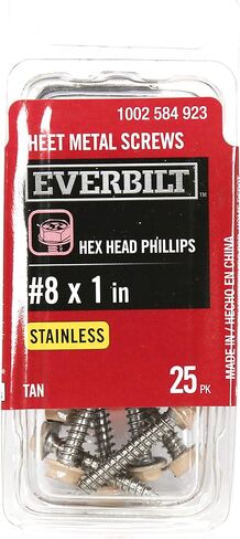Everbilt 50 قطعة 8 × 1 بوصة. براغي معدنية من صفائح الفولاذ المقاوم للصدأ، رأس غسالة سداسية باللون البني فيليبس براغي معدنية ذاتية التنصت في صناديق مريحة وقابلة لإعادة الاستخدام، فضية 8 × 1 بوصة. مسامير معدنية صفائحية 50 قطعة in Kuwait