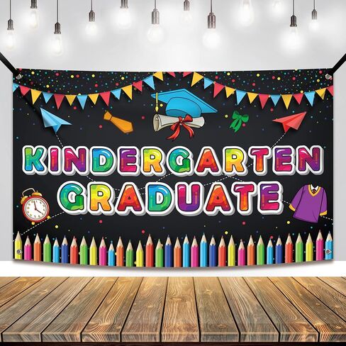 KatchOn, Kindergarten Graduation Backdrop - Large 72x44 Inch | Kindergarten Graduation Banner | Kindergarten Backdrop for Kindergarten Graduation Decorations Class of 2024 | Kinder Graduation Backdrop in Saudi Arabia