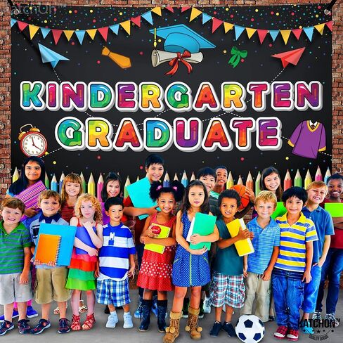 KatchOn, Kindergarten Graduation Backdrop - Large 72x44 Inch | Kindergarten Graduation Banner | Kindergarten Backdrop for Kindergarten Graduation Decorations Class of 2024 | Kinder Graduation Backdrop in Saudi Arabia