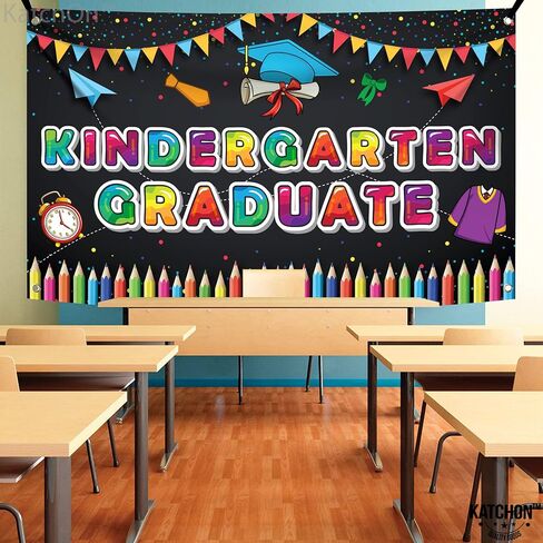 KatchOn, Kindergarten Graduation Backdrop - Large 72x44 Inch | Kindergarten Graduation Banner | Kindergarten Backdrop for Kindergarten Graduation Decorations Class of 2024 | Kinder Graduation Backdrop in Saudi Arabia