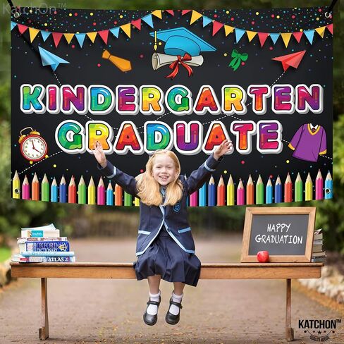 KatchOn, Kindergarten Graduation Backdrop - Large 72x44 Inch | Kindergarten Graduation Banner | Kindergarten Backdrop for Kindergarten Graduation Decorations Class of 2024 | Kinder Graduation Backdrop in Saudi Arabia