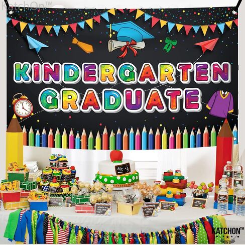 KatchOn, Kindergarten Graduation Backdrop - Large 72x44 Inch | Kindergarten Graduation Banner | Kindergarten Backdrop for Kindergarten Graduation Decorations Class of 2024 | Kinder Graduation Backdrop in Saudi Arabia