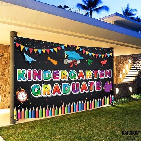 KatchOn, Kindergarten Graduation Backdrop - Large 72x44 Inch | Kindergarten Graduation Banner | Kindergarten Backdrop for Kindergarten Graduation Decorations Class of 2024 | Kinder Graduation Backdrop in Saudi Arabia