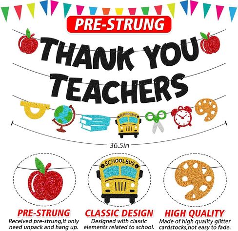 Thank You Teachers Banner Teacher Appreciation Week Decoration Thank You Teachers We Appreciate You Theme Garland Thank You for All You Do Classroom School Decoration in Saudi Arabia