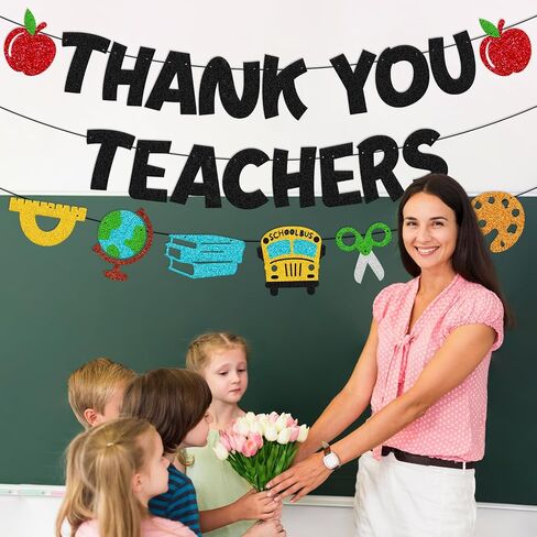 Thank You Teachers Banner Teacher Appreciation Week Decoration Thank You Teachers We Appreciate You Theme Garland Thank You for All You Do Classroom School Decoration in Saudi Arabia