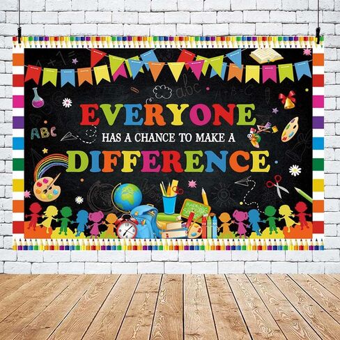 MEHOFOND Back to School Backdrop Class Everyone Has a Chance to Make a Difference Banner Student First Day of School Welcome to t Kids Colorful Pencils Blackboard Background Photo Prop 7x5ft in Saudi Arabia