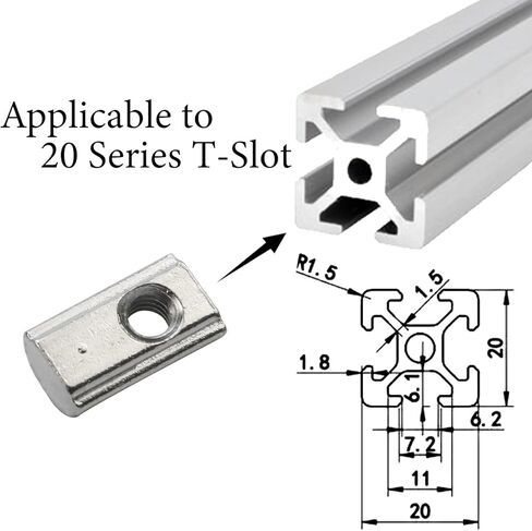 20 Pcs M3 Thread Hole T Nuts for European Standard T-Slot Aluminum Extrusion Profile Carbon Steel (2020 Series M3) in Saudi Arabia