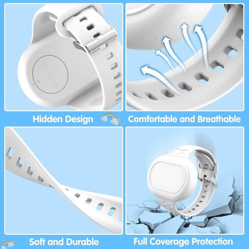 2 حزمة من سوار Smart Tag 2 المقاوم للماء، غطاء كامل من السيليكون متوافق مع Samsung Galaxy SmartTag2، SmartTag 2 Watch Band ملحقات حامل مخفي (أسود + أبيض) in Kuwait
