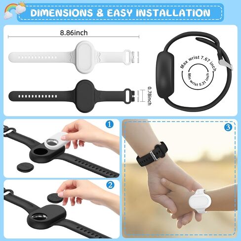 2 حزمة من سوار Smart Tag 2 المقاوم للماء، غطاء كامل من السيليكون متوافق مع Samsung Galaxy SmartTag2، SmartTag 2 Watch Band ملحقات حامل مخفي (أسود + أبيض) in Kuwait