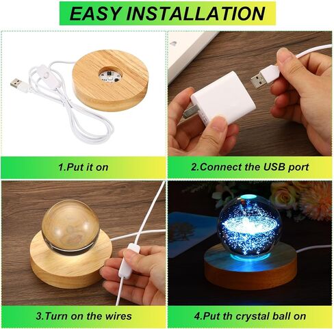 PATIKIL 6 Pcs Wooden Light Stand Base 3.9", 16 Colors LED Lights Display Base 1.5Meter Line Length with Remote Control for Acrylic Night Light 3D Crystal Glass Resin Art, Round in Saudi Arabia