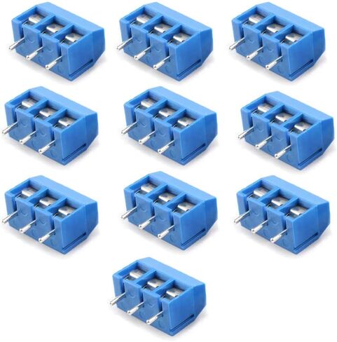 3 دبوس PCB جبل برغي محطة كتلة موصلات 5 مم الملعب، 10 قطع KF301-5.0 قدم مستديرة النحاس - الأزرق in Saudi Arabia