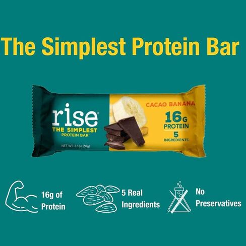 Rise Whey 15g Protein Bar, Mint Chocolate Chip, Healthy Breakfast & Snack Bar, 4g Dietary Fiber, 5 Natural Whole Food Ingredients, Simplest Non-GMO, Gluten Free, Soy Free Bar, 2.1 Ounce (Pack of 12) in Saudi Arabia