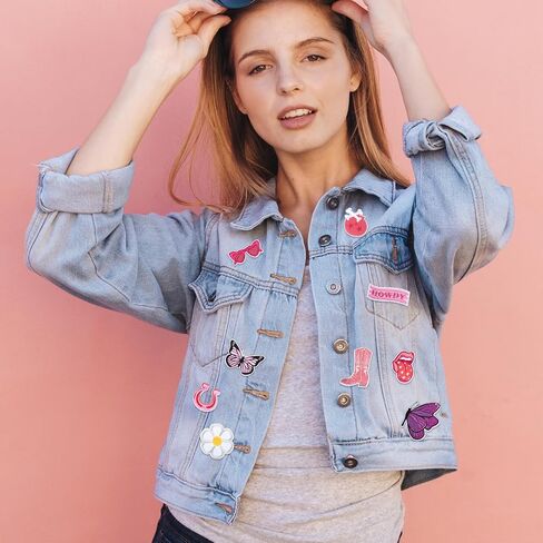 20PCS Iron on Patches Pink Cowgirl Girly Fun Cute Preppy Sew on Embroidered Patches Fabric Sewing Applique Stickers DIY Repair Accessories for Clothing Jean Jackets Hat Backpacks in Saudi Arabia