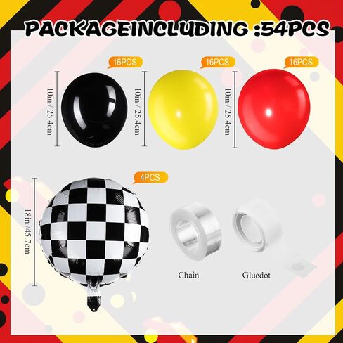 60 Pcs Car Theme Birthday Party Decorations Racing Party Supplies Include 52 Race Balloons Checked Balloons, 6 Red Plastic Racetrack Tablecloth, Balloon Chain, Adhesive Dot for Car Theme Party in Saudi Arabia