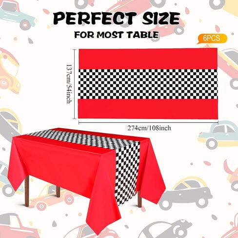 60 Pcs Car Theme Birthday Party Decorations Racing Party Supplies Include 52 Race Balloons Checked Balloons, 6 Red Plastic Racetrack Tablecloth, Balloon Chain, Adhesive Dot for Car Theme Party in Saudi Arabia