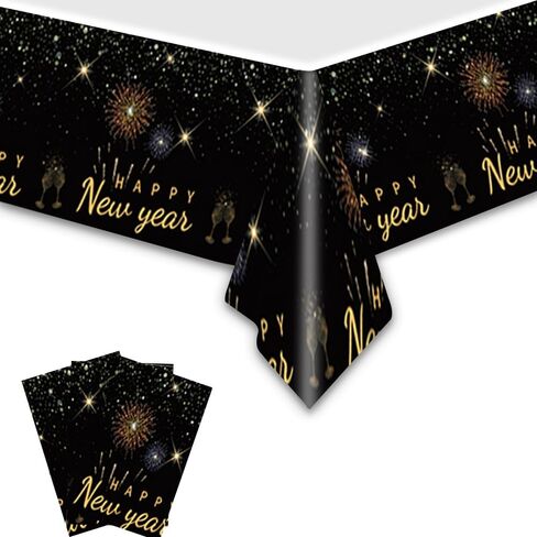 3 عبوات من مفرش المائدة للعام الجديد 2024، مفرش طاولة للاستعمال مرة واحدة، مستلزمات وديكورات حفلات أعياد الميلاد للأطفال والأولاد والبنات، طاولات مستطيلة مقاس 70 بوصة × 42 بوصة in Kuwait