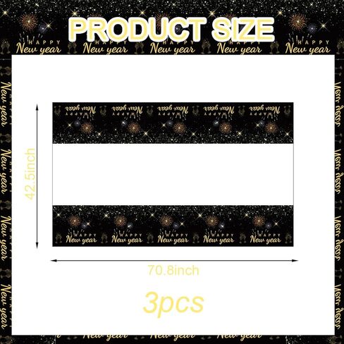 3 عبوات من مفرش المائدة للعام الجديد 2024، مفرش طاولة للاستعمال مرة واحدة، مستلزمات وديكورات حفلات أعياد الميلاد للأطفال والأولاد والبنات، طاولات مستطيلة مقاس 70 بوصة × 42 بوصة in Kuwait