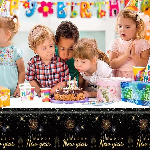 3 عبوات من مفرش المائدة للعام الجديد 2024، مفرش طاولة للاستعمال مرة واحدة، مستلزمات وديكورات حفلات أعياد الميلاد للأطفال والأولاد والبنات، طاولات مستطيلة مقاس 70 بوصة × 42 بوصة in Kuwait