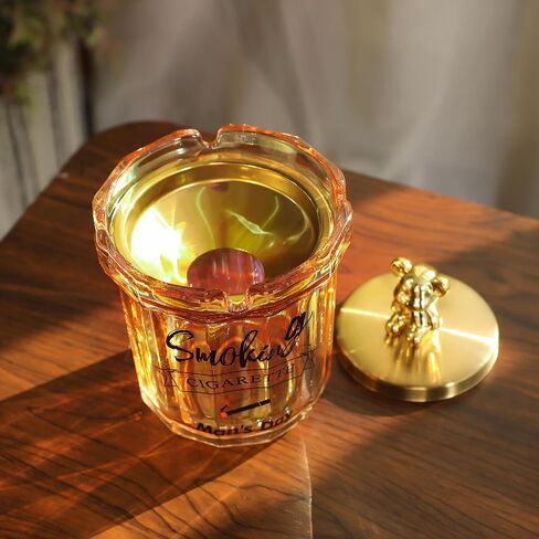 صينية سجائر زجاجية في الهواء الطلق، منفضة سجائر مع غطاء مقاوم للرائحة للسجائر، منافض سجائر بدون دخان للفناء الخارجي والمنزل والمكتب والشرفة الداخلية، حامل رماد للمدخنين (فضي) in Kuwait