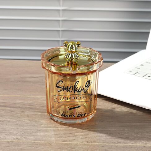 صينية سجائر زجاجية في الهواء الطلق، منفضة سجائر مع غطاء مقاوم للرائحة للسجائر، منافض سجائر بدون دخان للفناء الخارجي والمنزل والمكتب والشرفة الداخلية، حامل رماد للمدخنين (فضي) in Kuwait