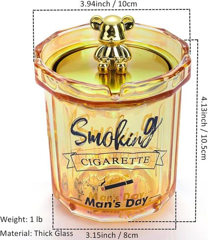 صينية سجائر زجاجية في الهواء الطلق، منفضة سجائر مع غطاء مقاوم للرائحة للسجائر، منافض سجائر بدون دخان للفناء الخارجي والمنزل والمكتب والشرفة الداخلية، حامل رماد للمدخنين (فضي) in Kuwait