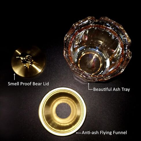 صينية سجائر زجاجية في الهواء الطلق، منفضة سجائر مع غطاء مقاوم للرائحة للسجائر، منافض سجائر بدون دخان للفناء الخارجي والمنزل والمكتب والشرفة الداخلية، حامل رماد للمدخنين (فضي) in Kuwait