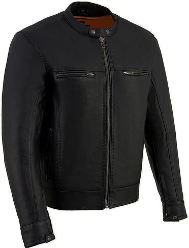 Milwaukee Leather MLM1551 Men's Black Cool-Tec Leather Sporty Lightweight Scooter Style Motorcycle Jacket w/Liner in Saudi Arabia