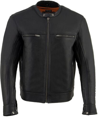 Milwaukee Leather MLM1551 Men's Black Cool-Tec Leather Sporty Lightweight Scooter Style Motorcycle Jacket w/Liner in Saudi Arabia