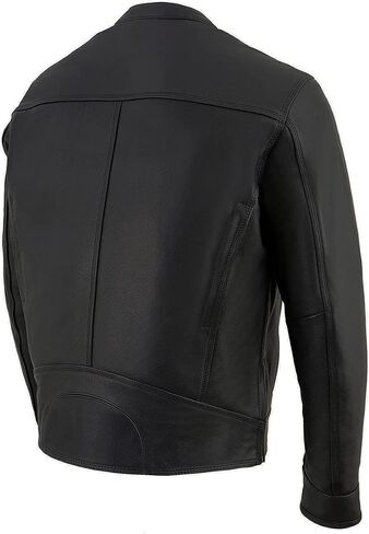 Milwaukee Leather MLM1551 Men's Black Cool-Tec Leather Sporty Lightweight Scooter Style Motorcycle Jacket w/Liner in Saudi Arabia