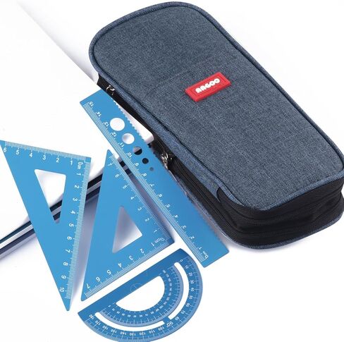 Geometry Set with Pencil Case, Rulers, Protractor. for Student Classroom Supplies and Engineering Drawings (Dark Blue) in Saudi Arabia