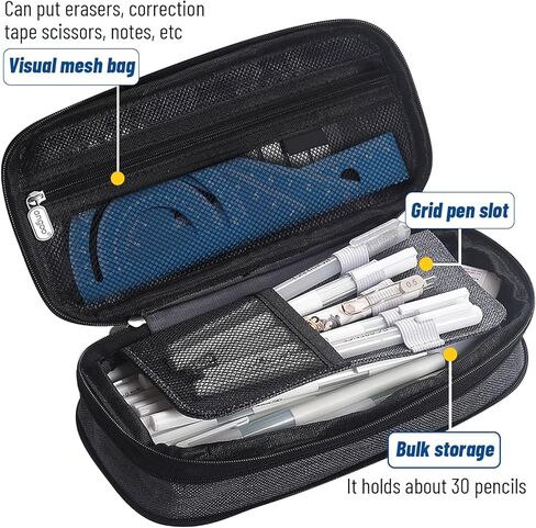 Geometry Set with Pencil Case, Rulers, Protractor. for Student Classroom Supplies and Engineering Drawings (Dark Blue) in Saudi Arabia