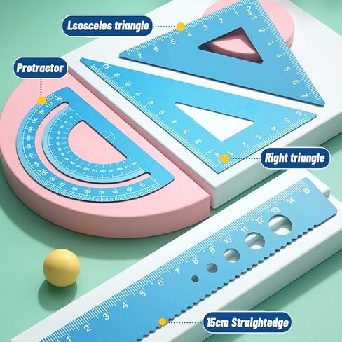 Geometry Set with Pencil Case, Rulers, Protractor. for Student Classroom Supplies and Engineering Drawings (Dark Blue) in Saudi Arabia